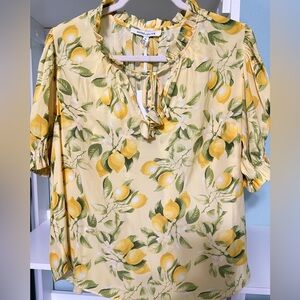 NWT SZ XL Rose & Olive Lemon Print Blouse